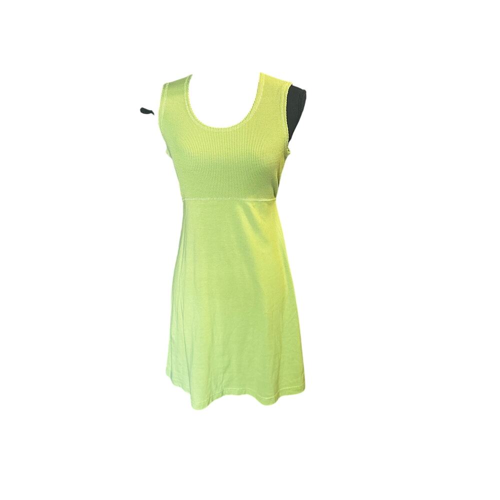 Metropolitan Lime Green Sleeveless Dress S Textured Chic Flowy